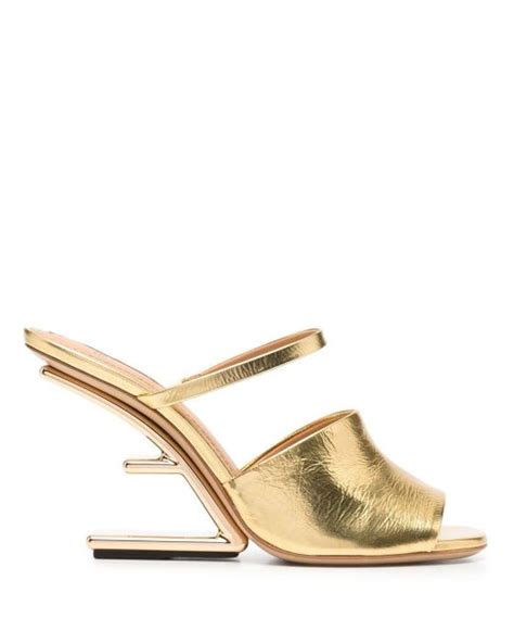 fendi high heel gold silver|Fendi heels with fur.